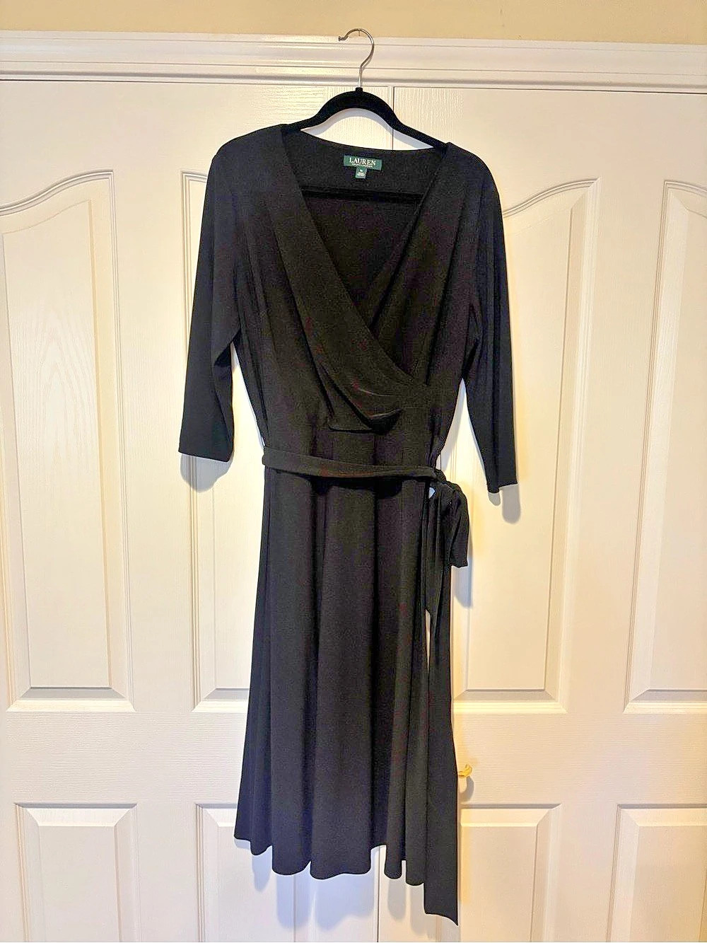 Lauren Ralph Lauren Black Wrap Maxi Dress Size 14 Like New